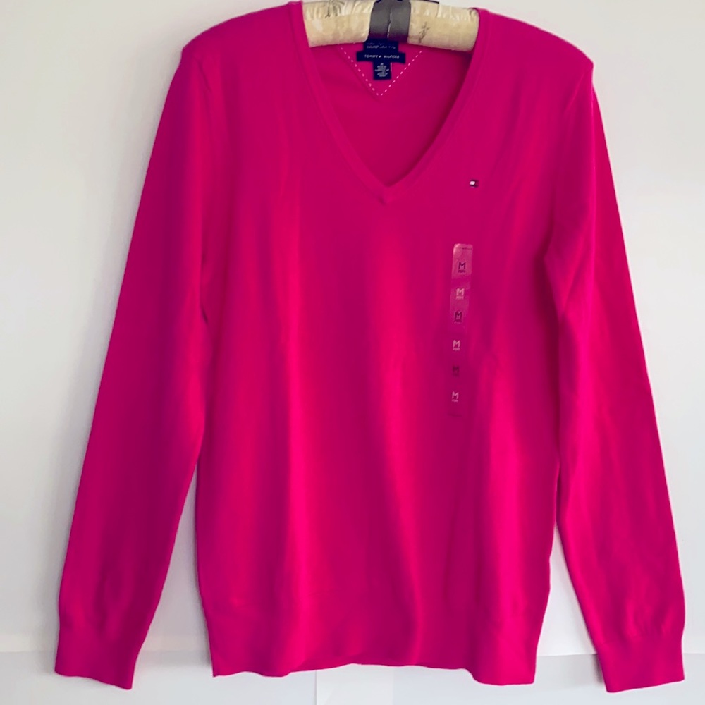 TOMMY HILFIGER V NECK LONG SLEEVE SWEATER/CARDIGAN